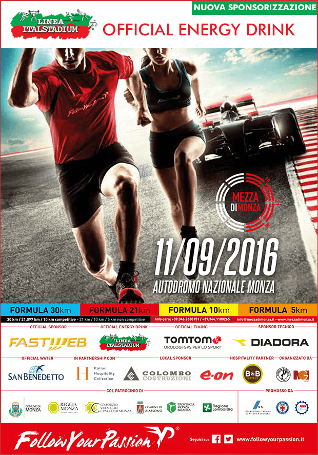 Italstadium sponsor e official energy drink alla Mezza di Monza 2016
